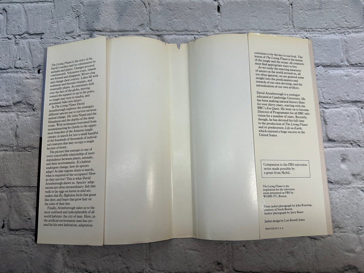 The Living Planet by David Attenborough, 1984 Little Brown hardcover - dust jacket flaps