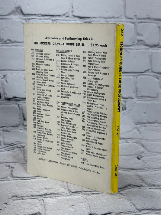 Beginner's Guide to Color Photography by Joe Costa, 1962 Chilton paperback - back cover and spine