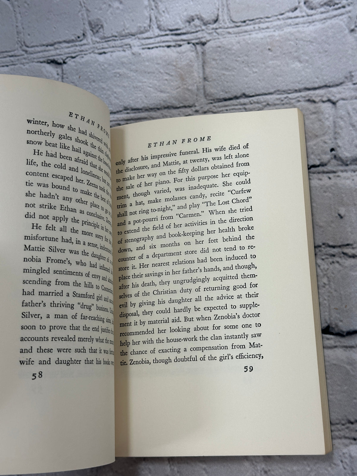 Ethan Frome by Edith Wharton, 1963 Scribner Library paperback - interior pages