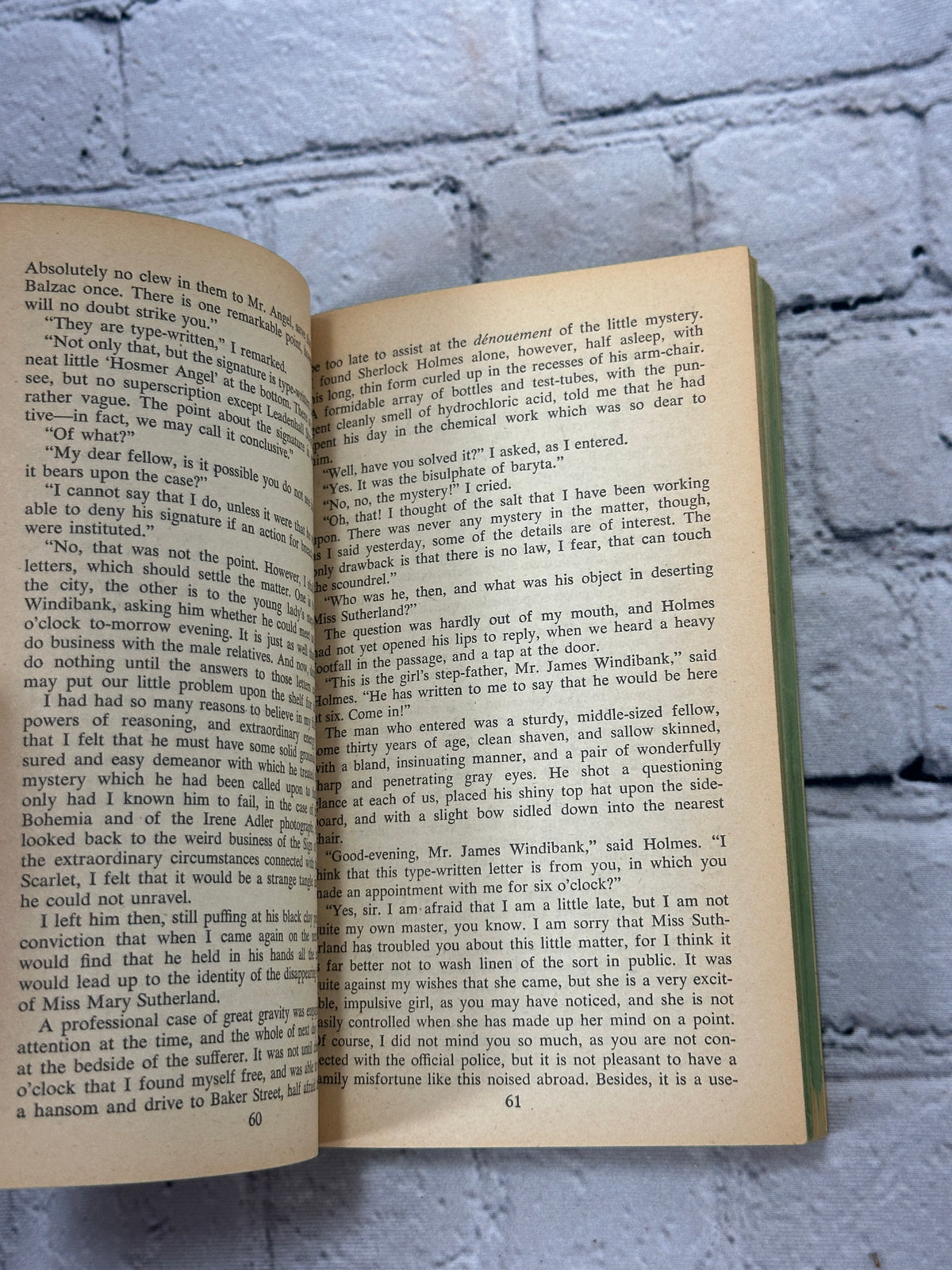 The Adventures of Sherlock Holmes by Arthur Conan Doyle, 1960 Popular Library paperback - interior pages
