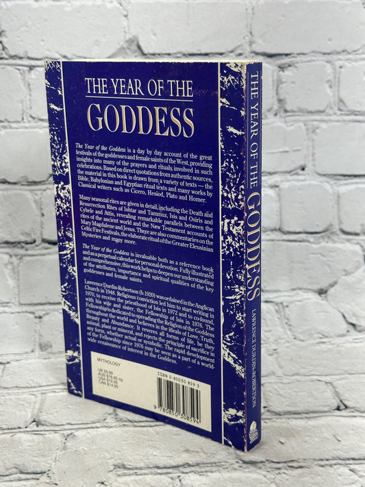 The Year of the Goddess by Lawrence Durdin-Robertson, 1990 The Aquarian Press paperback - back cover and spine