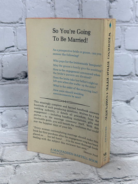 Wedding Etiquette Complete by Marguerite Bentley, 1968 Macfadden Books paperback - back cover and spine
