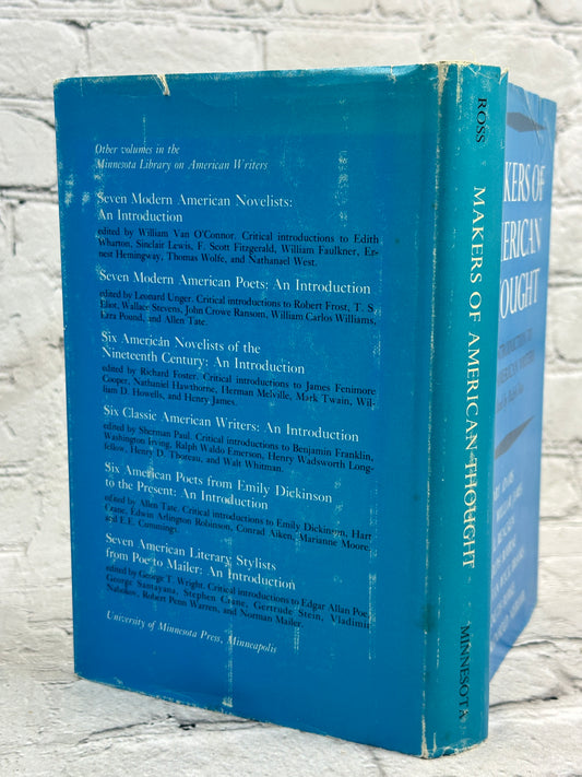 Makers of American Thought edited by Ralph Ross, 1974 hardcover - dust jacket back