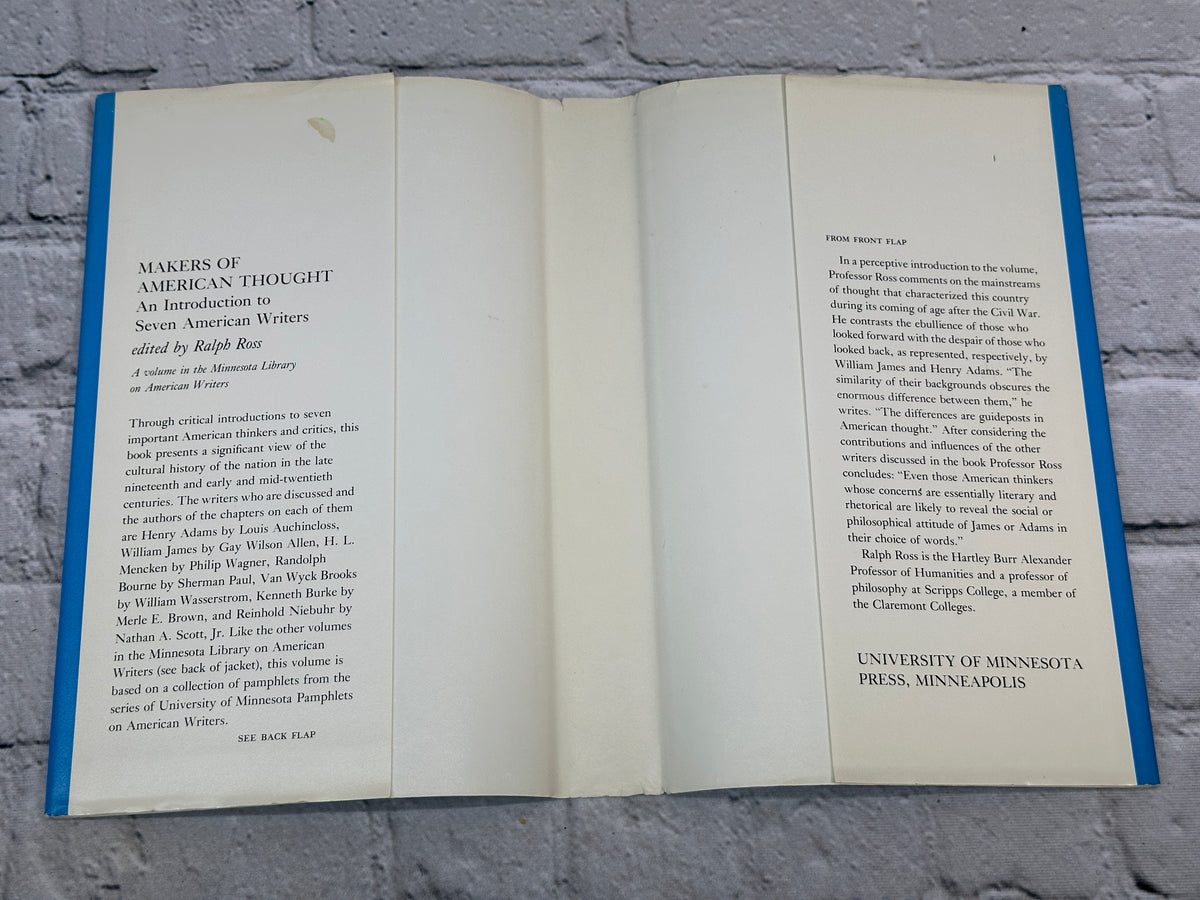 Makers of American Thought edited by Ralph Ross, 1974 hardcover - dust jacket flaps