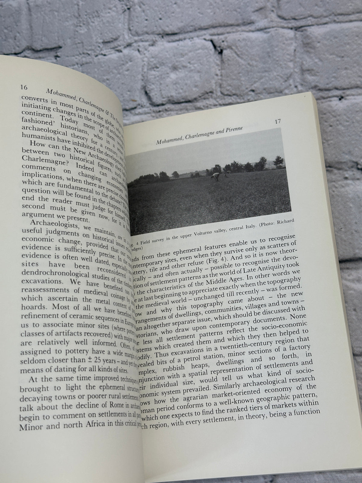 Mohammed, Charlemagne and the Origins of Europe by Hodges and Whitehouse, 1983 Cornell paperback - interior pages with photograph