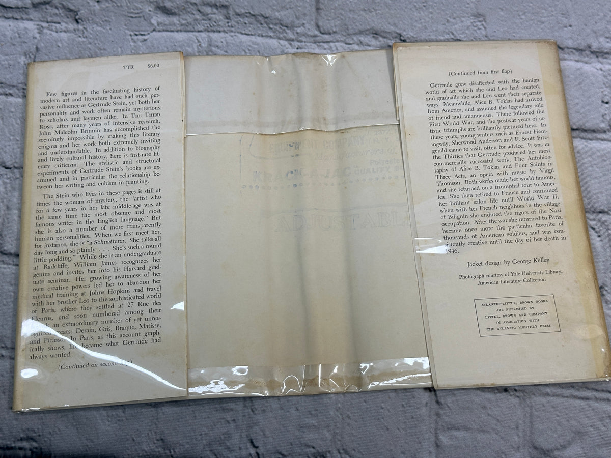 The Third Rose by John Malcolm Brinnin, 1959 first edition hardcover - dust jacket flaps in protective cover