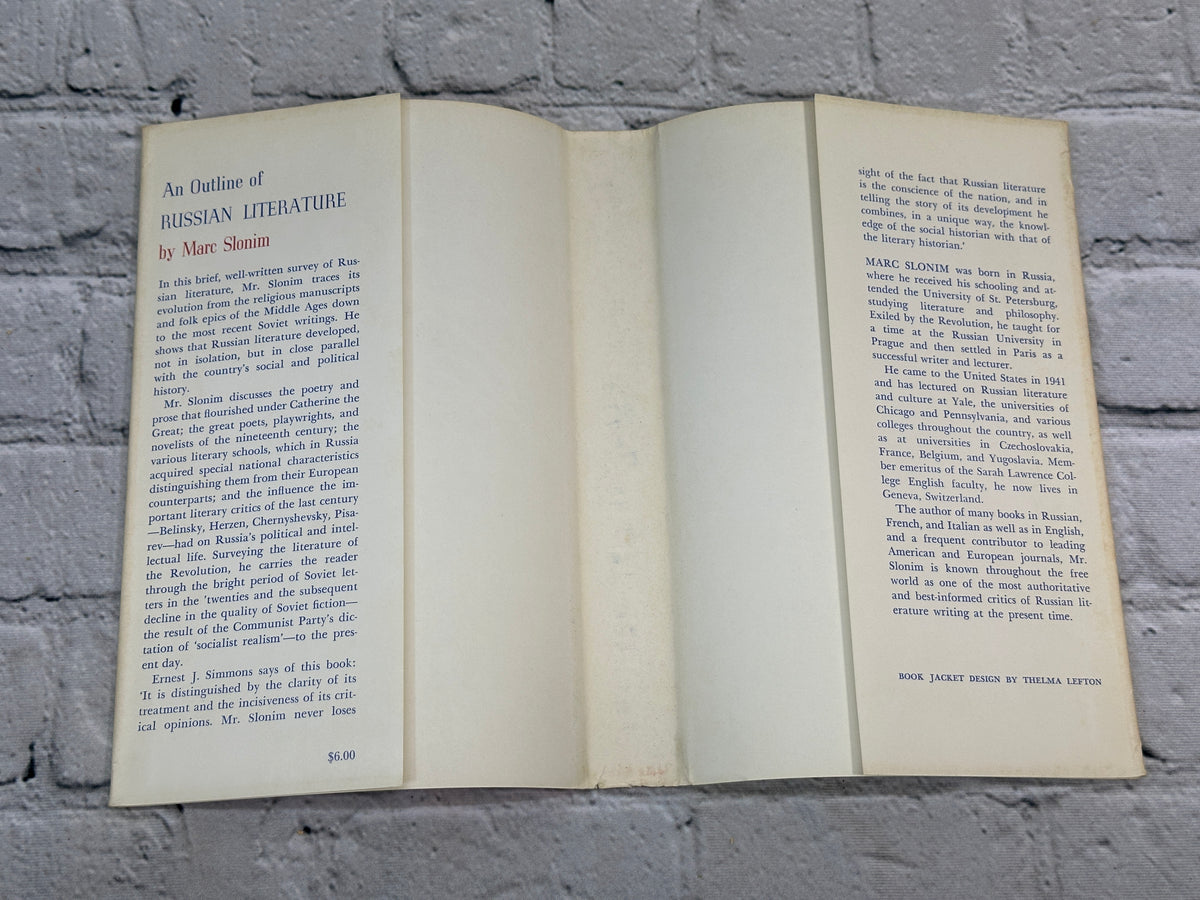 An Outline of Russian Literature by Marc Slonim, 1969 Oxford University Press hardcover - dust jacket flaps