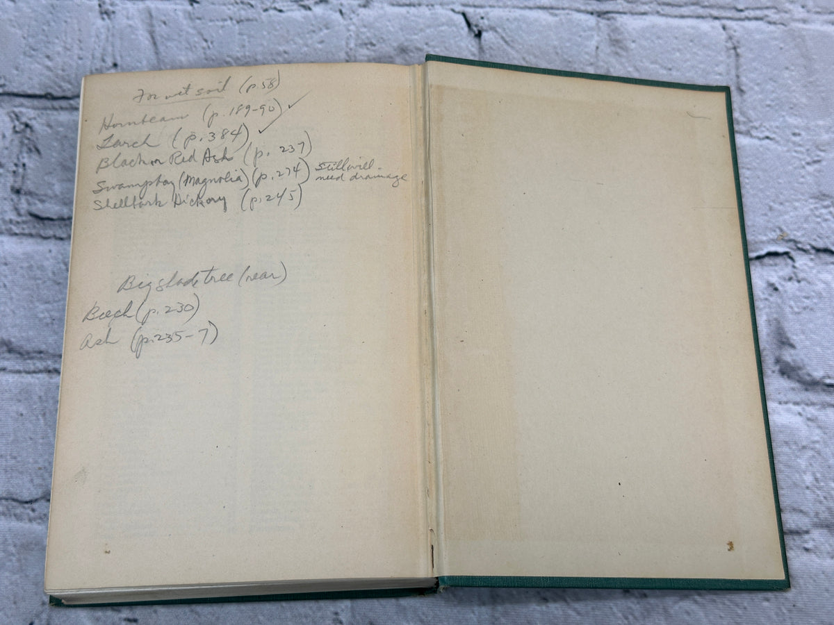 The Book of Trees by Alfred C. Hottes, 1949 De La Mare hardcover - pencil notes on rear free endpaper