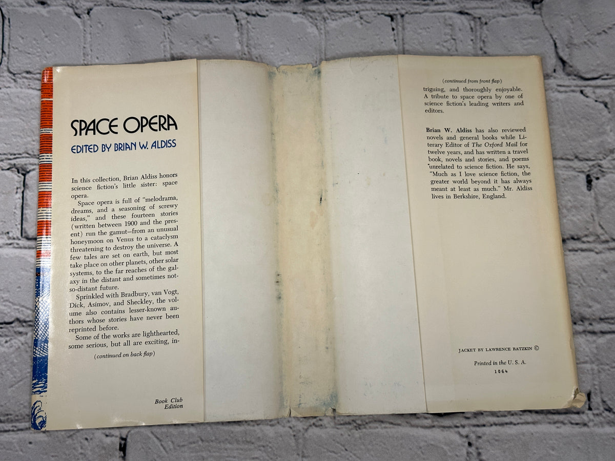 Space Opera edited by Brian W. Aldiss, 1974 Doubleday Book Club Edition hardcover - dust jacket flaps