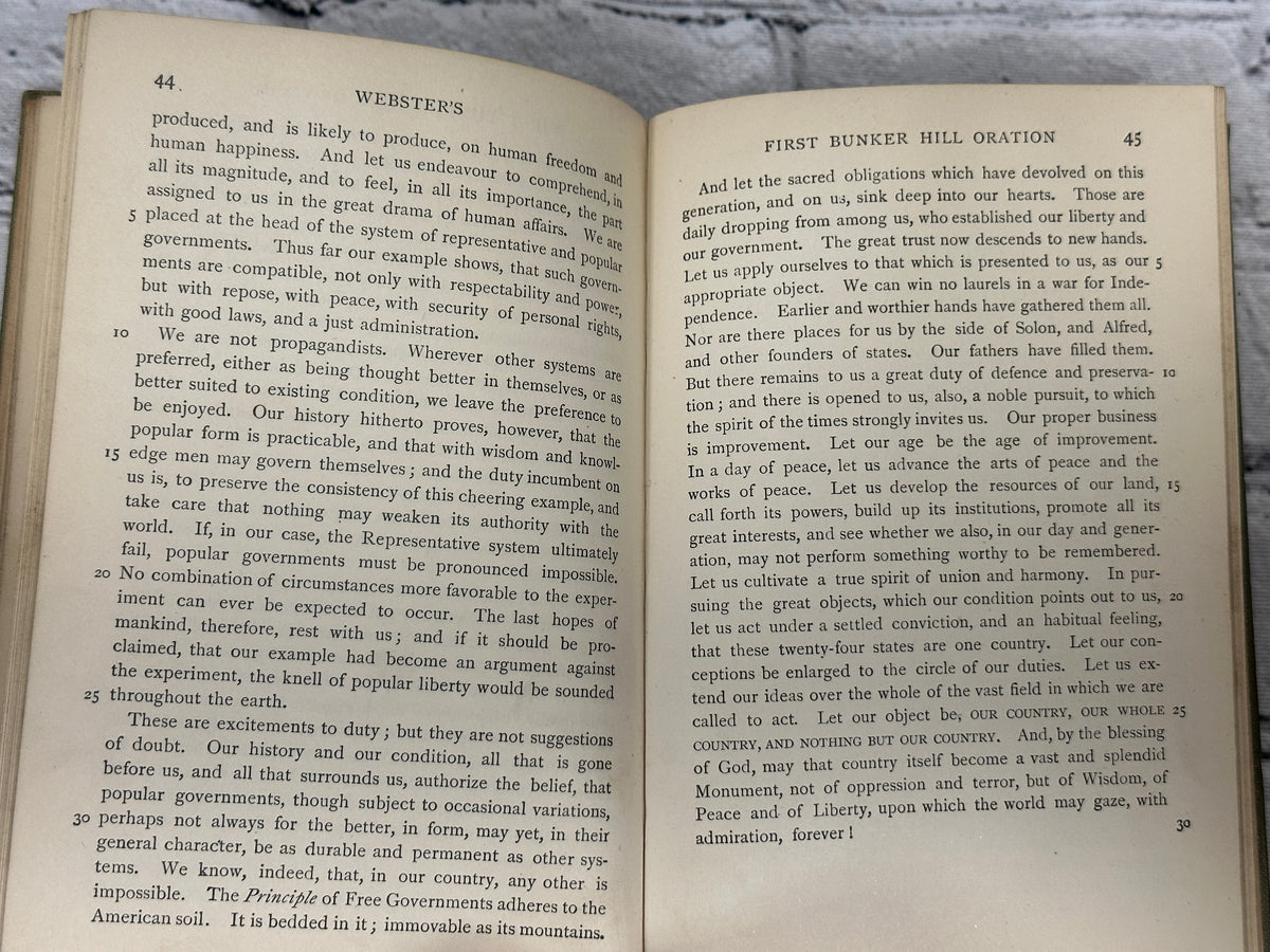 Washington's Farewell Address, Webster's First Bunker Hill Oration, Lincoln's Gettysburg Address, 1918 Ginn hardcover - interior pages