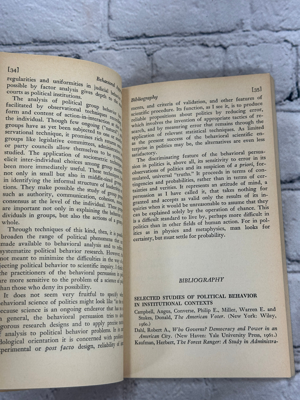 The Behavioral Persuasion in Politics by Heinz Eulau, 1967 Random House paperback - pages 34-35