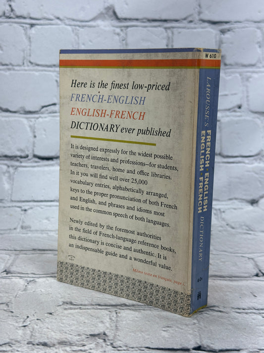 Larousse's French-English English-French Dictionary, 1964 Washington Square Press paperback - back cover and spine