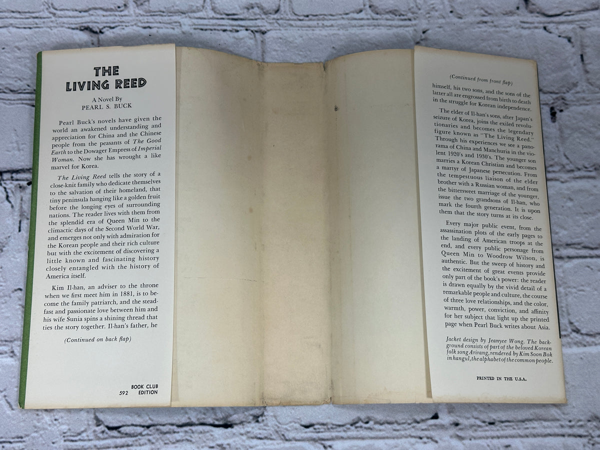 The Living Reed by Pearl S. Buck, 1963 John Day book club edition hardcover - dust jacket flaps