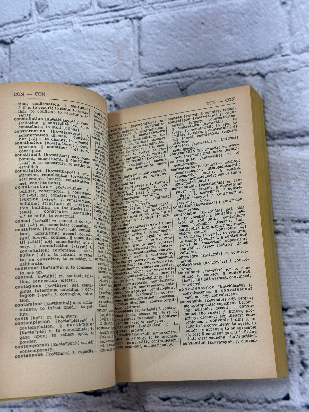 Larousse's French-English English-French Dictionary, 1964 Washington Square Press paperback - dictionary pages CON