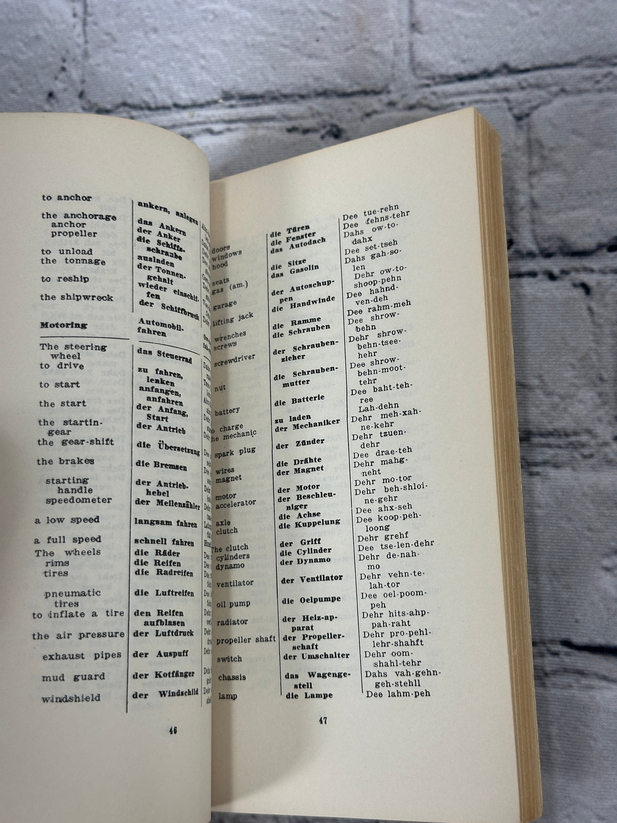 German by This Rapid System Without a Teacher by Rudolph F. Lerch, 1955 Authentic Publications paperback - vocabulary pages 46-47