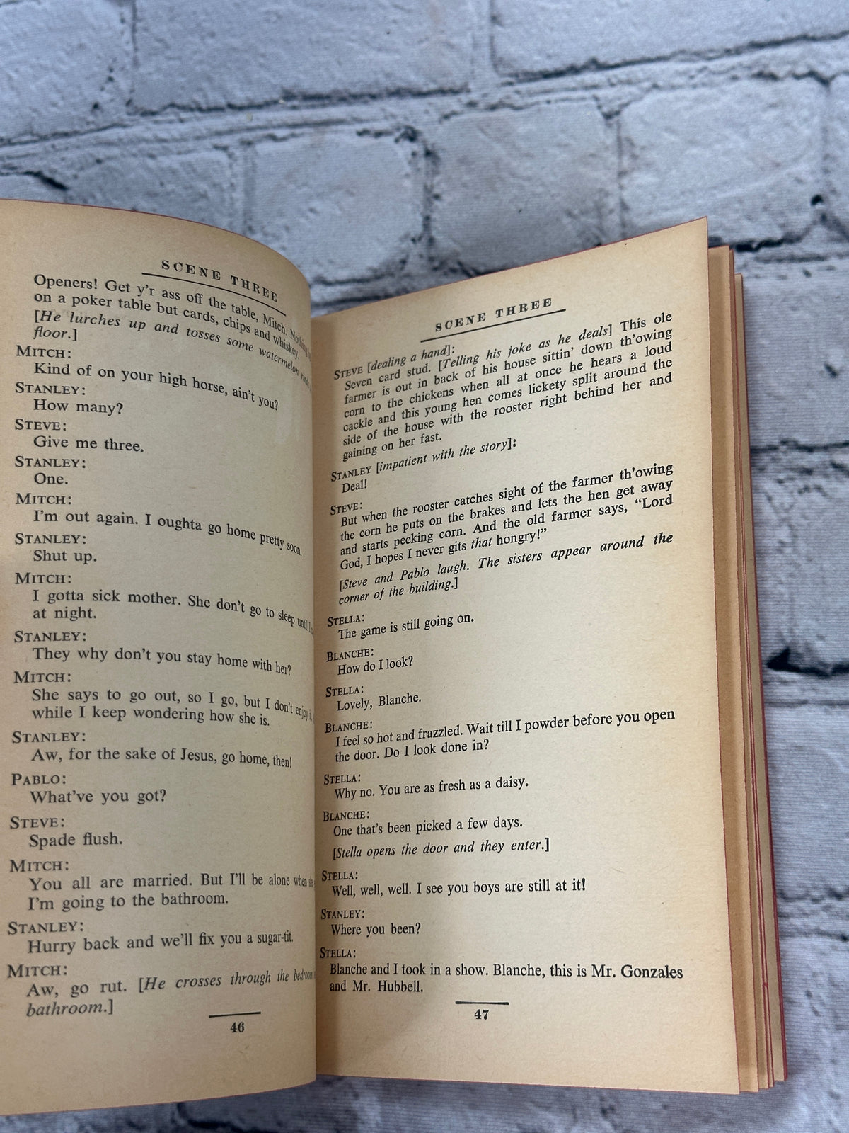 A Streetcar Named Desire by Tennessee Williams, Signet paperback - pages 46-47