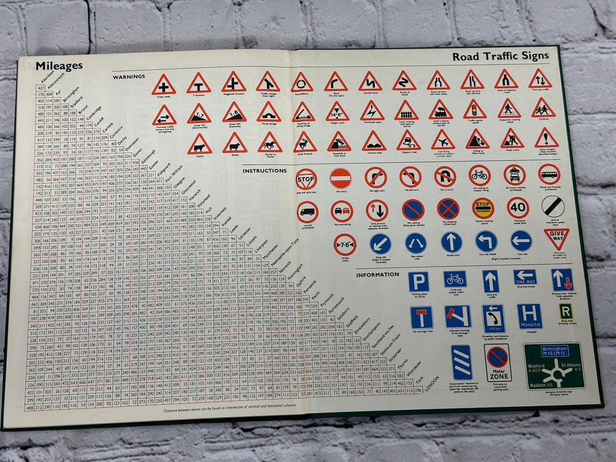 Bartholomew Road Atlas of Great Britain, 1967 20th edition hardcover - mileage chart and road traffic signs