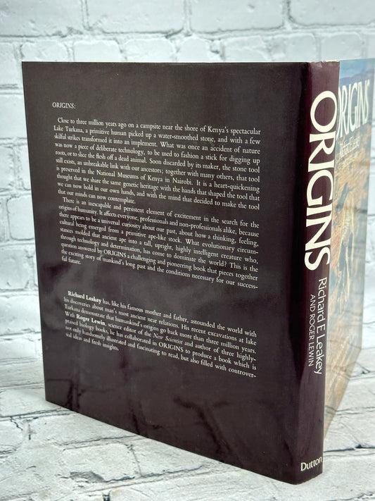 Origins by Richard E. Leakey and Roger Lewin, 1978 E. P. Dutton hardcover - dust jacket back