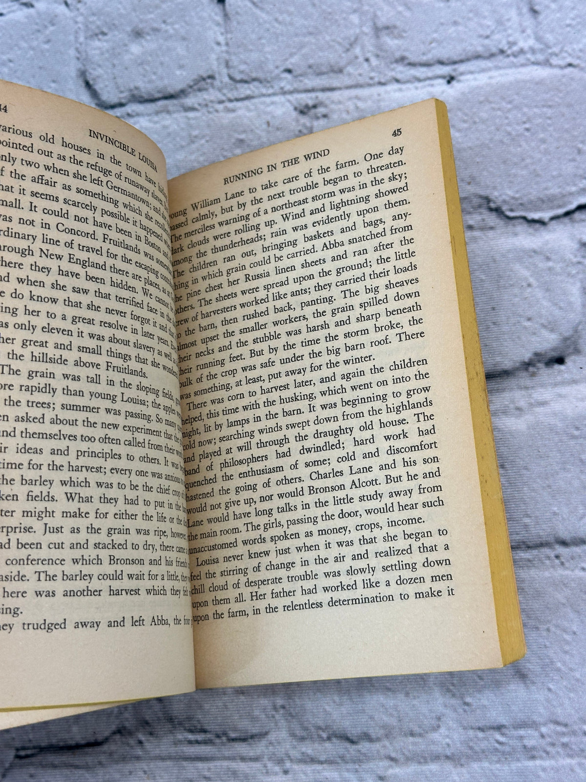Invincible Louisa by Cornelia Meigs, 1967 Scholastic paperback - text spread