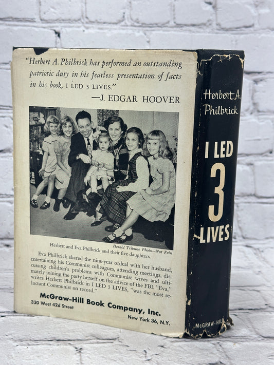I Led 3 Lives by Herbert A. Philbrick, 1952 McGraw-Hill hardcover - dust jacket back and spine