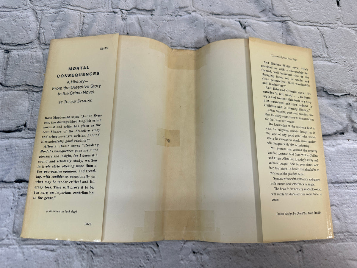Mortal Consequences by Julian Symons, 1972 Harper & Row hardcover - dust jacket flaps