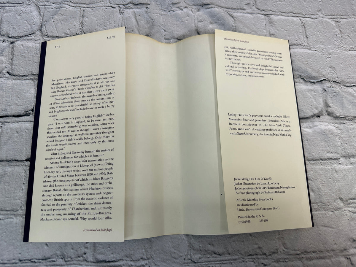 England, Bloody England by Lesley Hazleton, 1990 Atlantic Monthly Press hardcover - dust jacket flaps