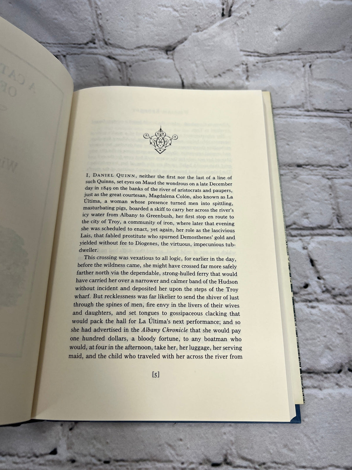 Quinn's Book by William Kennedy, 1988 Book-of-the-Month Club edition - first page of text