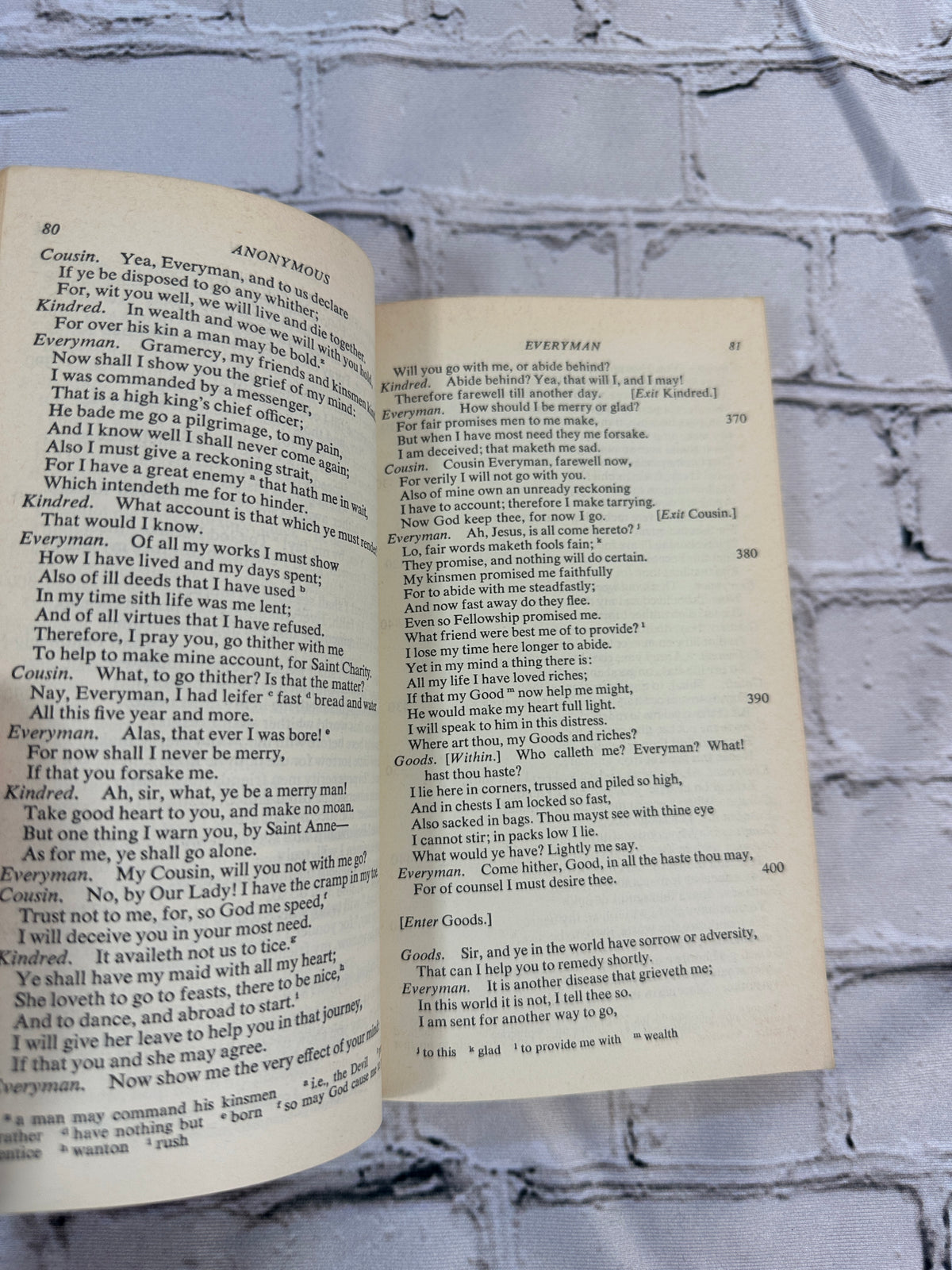 The Genius of the Early English Theater edited by Sylvan Barnet, Morton Berman & William Burto, 1962 New American Library paperback - interior text of Everyman