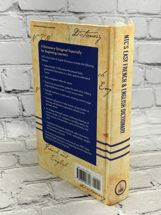 NTC's Easy French & English Dictionary, hardcover - rear cover and spine