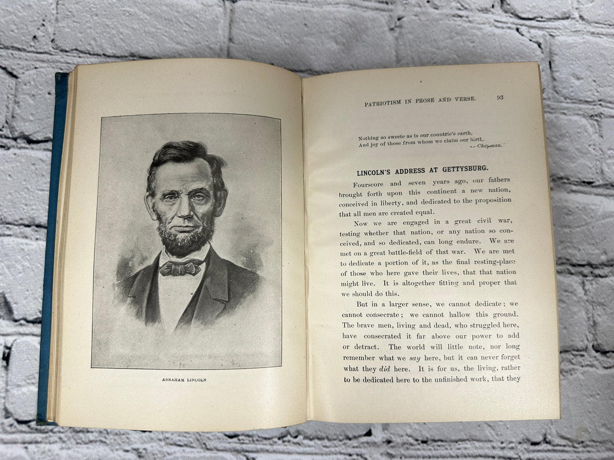 Patriotism in Prose and Verse edited by Jane Gordon, 1893 hardcover - text pages