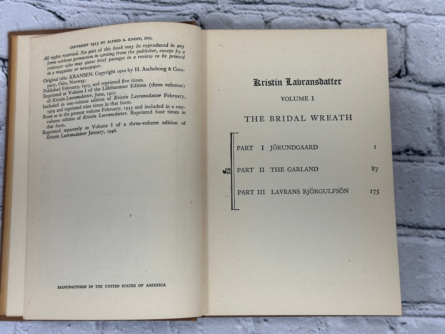 Kristin Labransdatter (3 Volumes)
