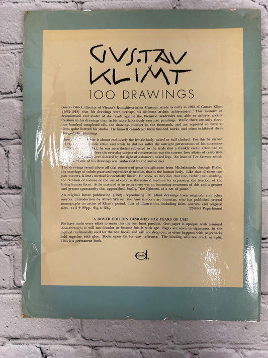 Gustav Klimt: 100 Drawings, 1972 Dover paperback - back cover