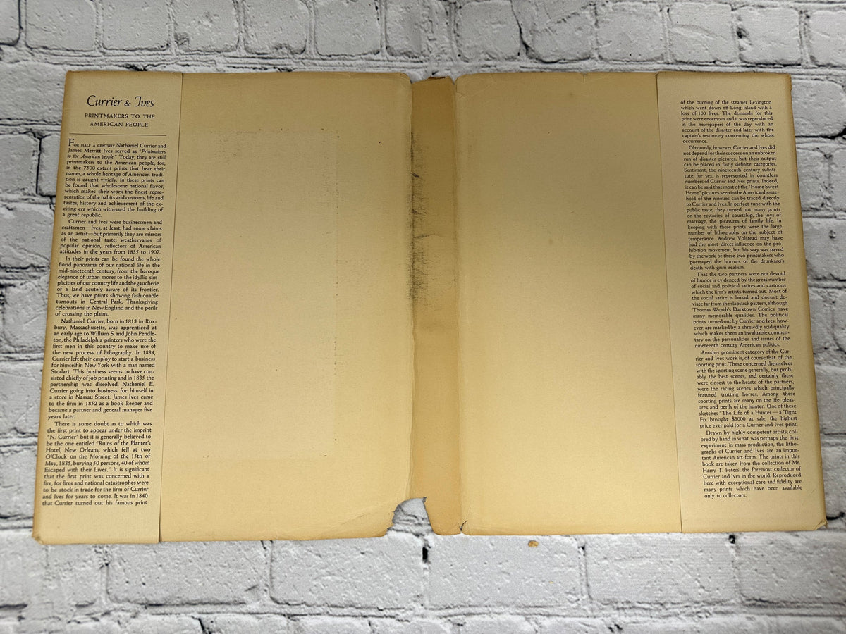 Currier & Ives: Printmakers to the American People by Harry T. Peters, 1942 special edition - dust jacket flaps