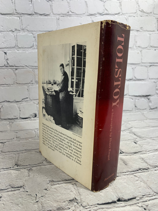 Tolstoy by Henri Troyat, 1967 Doubleday Book Club hardcover - rear panel and spine of dust jacket
