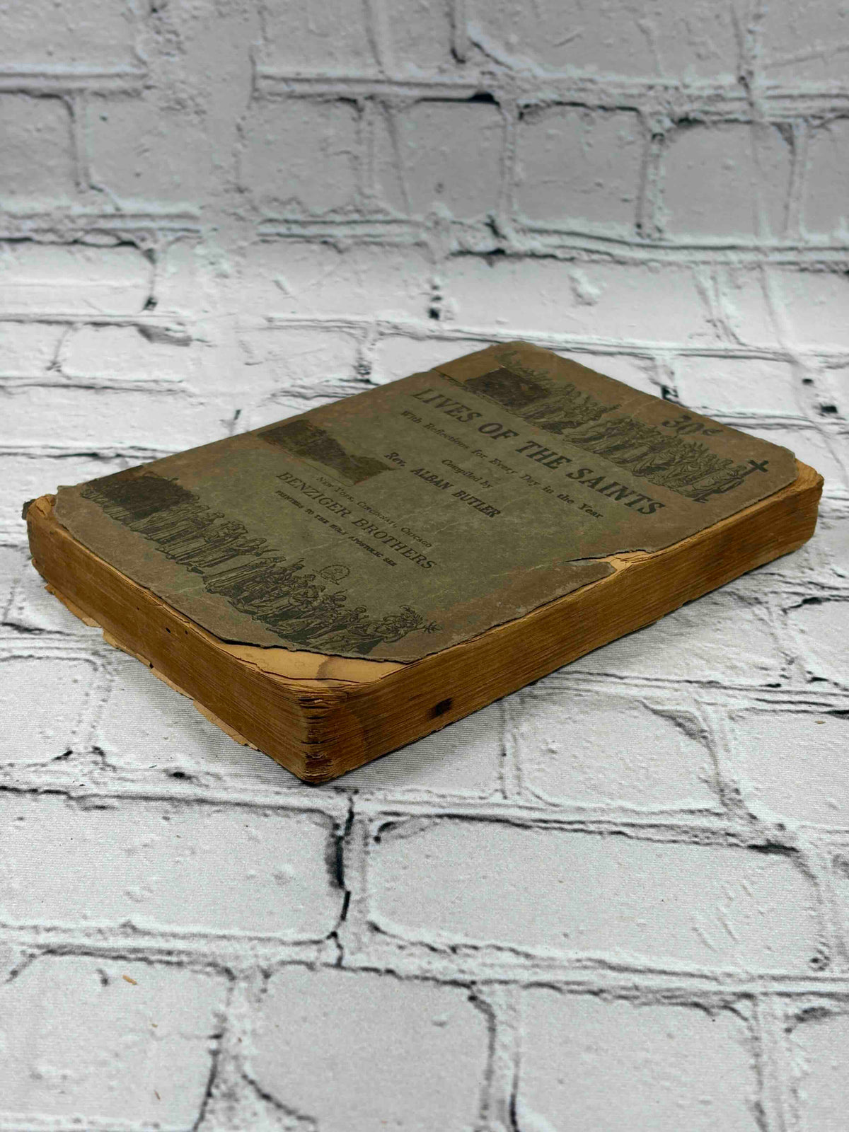 Lives of the Saints by Alban Butler, c. 1925 Benziger Brothers paperback - angled view of front cover and edges