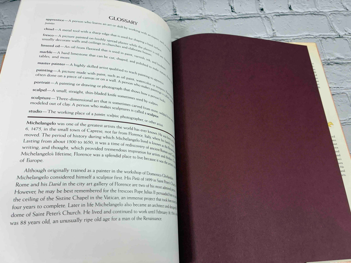 Michael the Angel by Laura Fischetto, 1993 Doubleday hardcover - glossary page