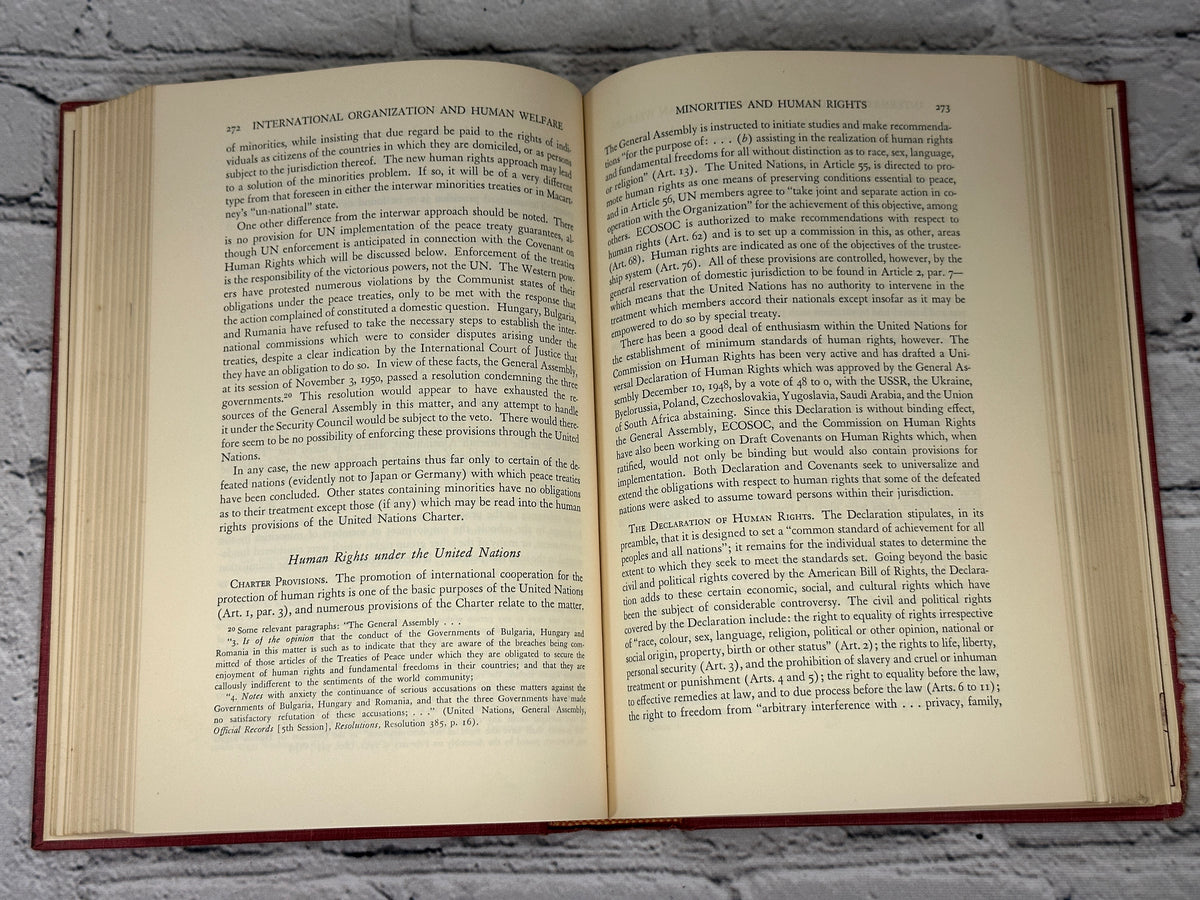 International Relations by M. Margaret Ball and Hugh B. Killough, 1956 Ronald Press hardcover - text pages