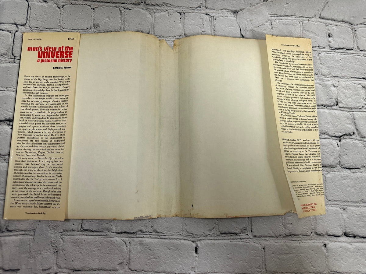 Man's View of the Universe: A Pictorial History by Gerald E. Tauber, 1979 Crown Publishers hardcover - dust jacket flaps