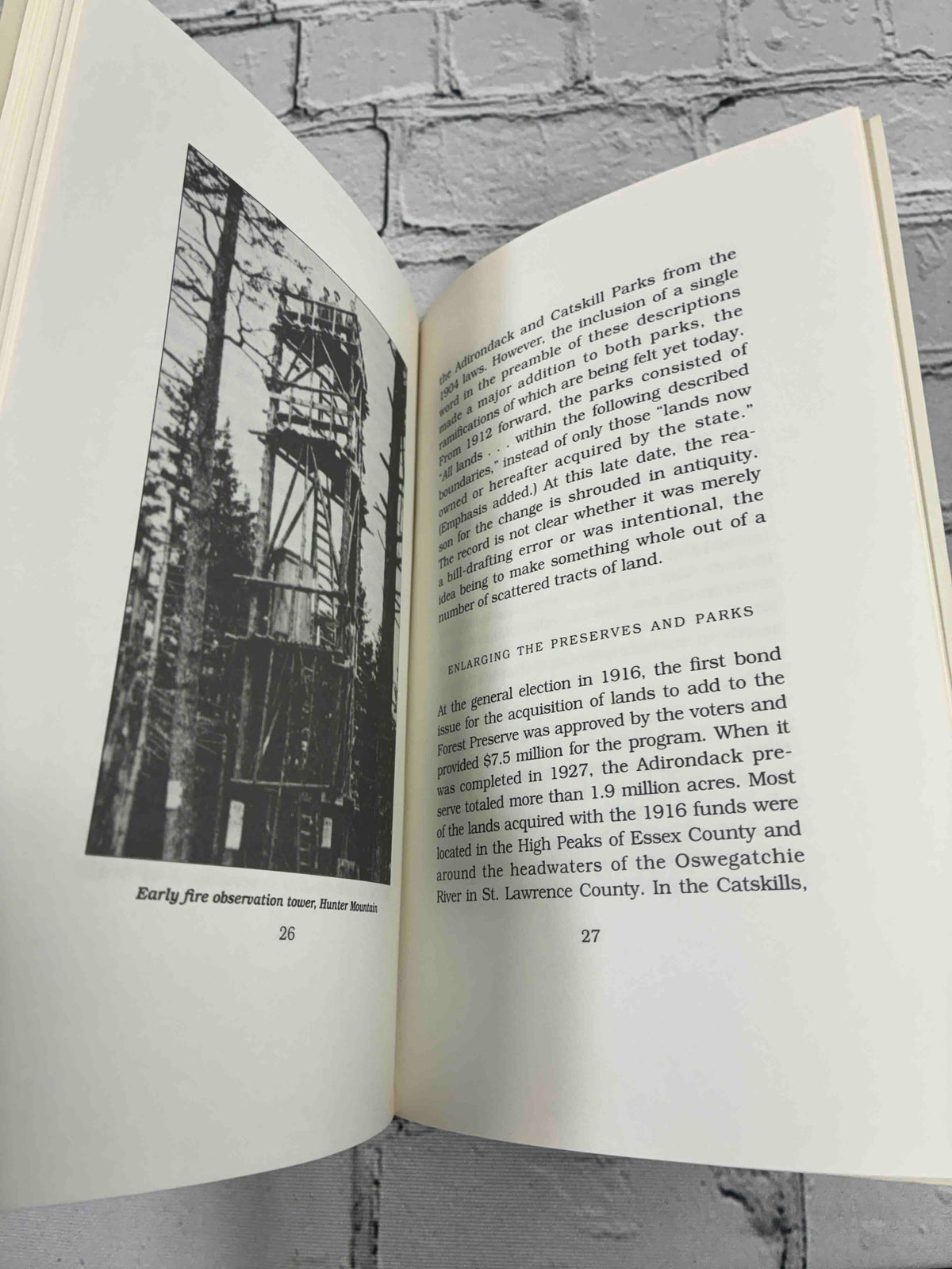 The Forest Preserve of New York State in the Adirondack and Catskill Mountains by Norman J. VanValkenburgh, 1996 Purple Mountain Press paperback - early fire tower on Hunter Mountain and sample text