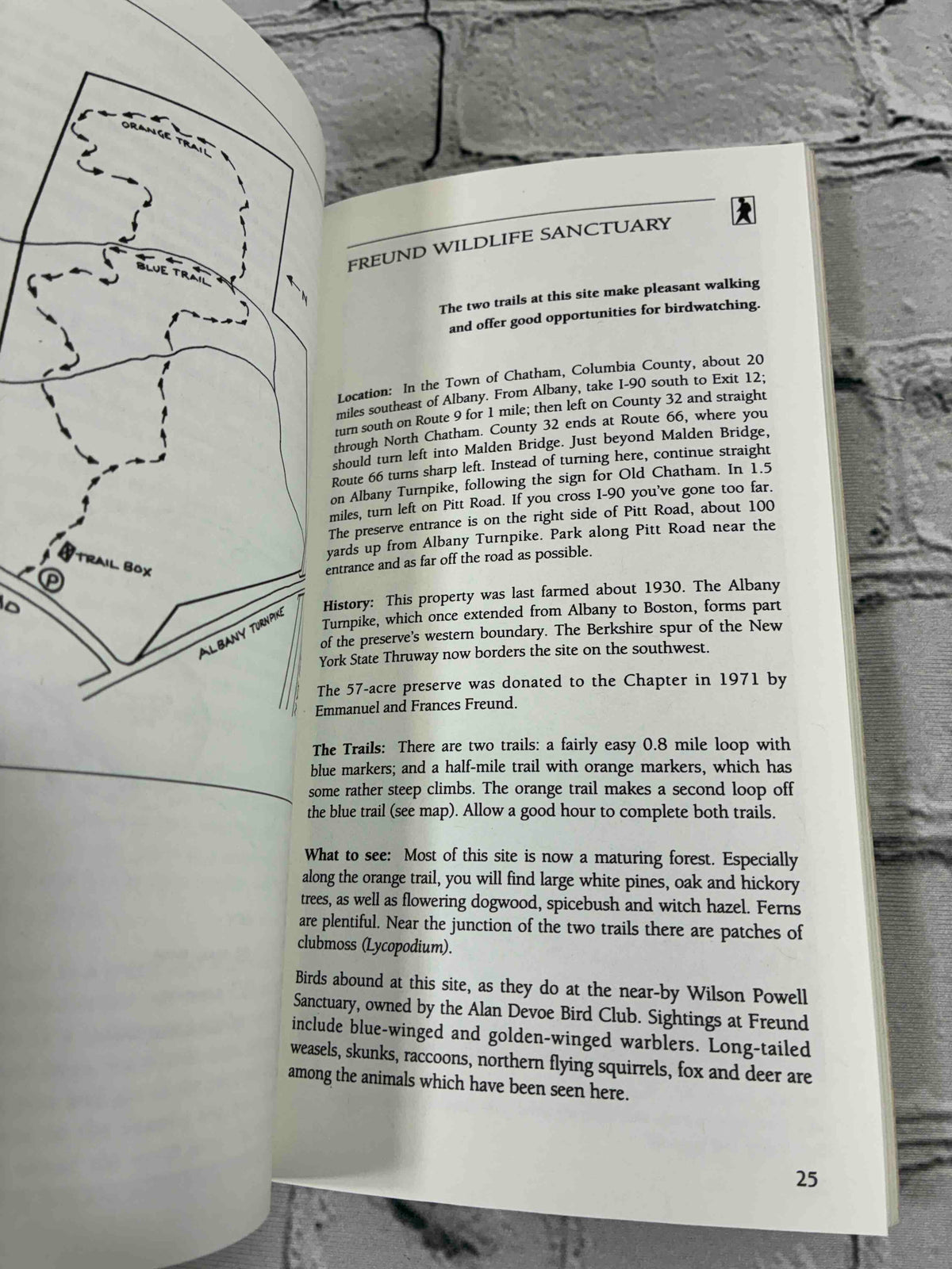 Preserve Guide Eastern New York Chapter by Edward J. Gibson, 1995 The Nature Conservancy paperback - Freund Wildlife Sanctuary page