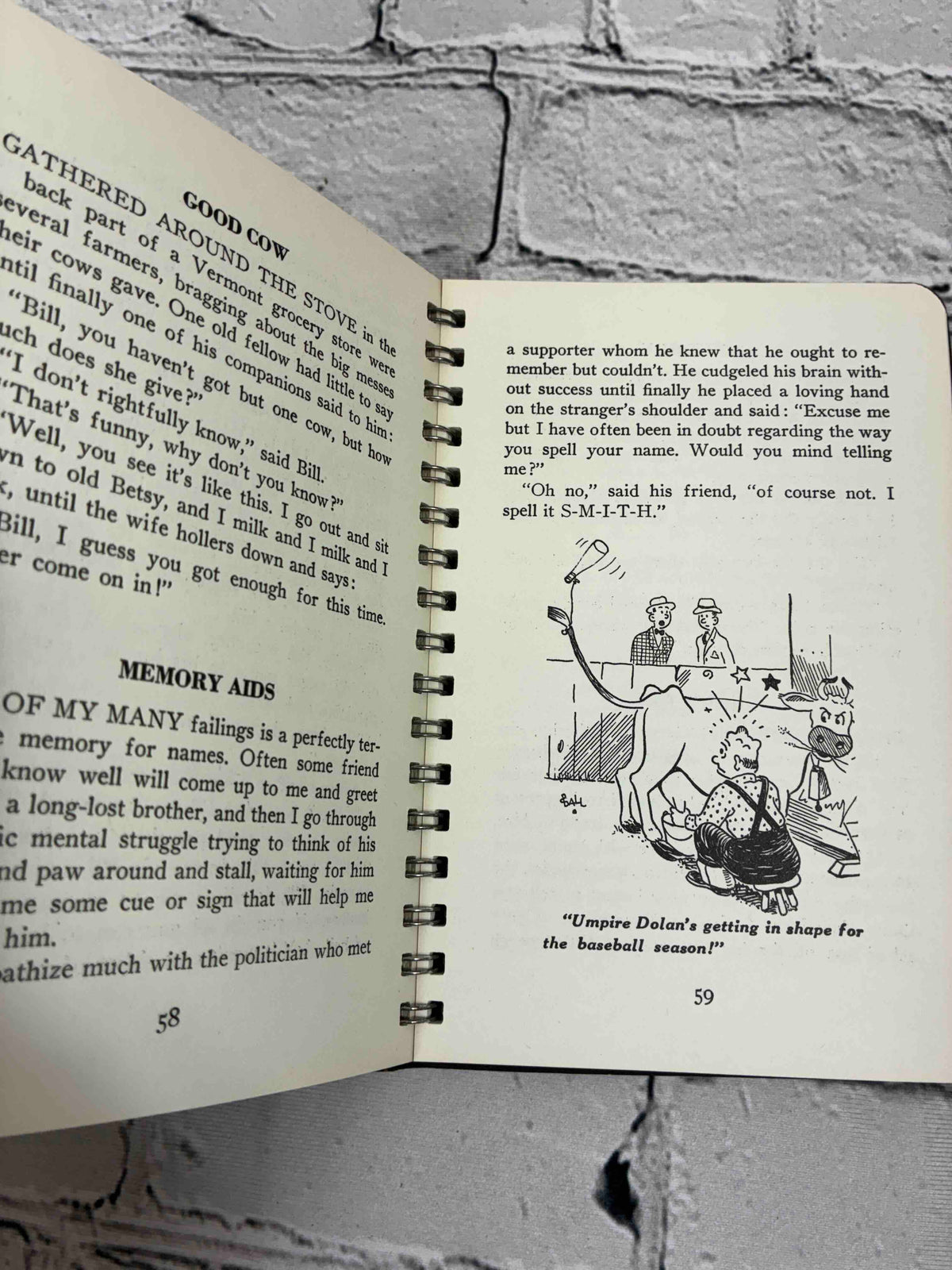 Another Batch of Eastman's Chestnuts Vol. II, 1940 spiral-bound - interior pages with cartoon
