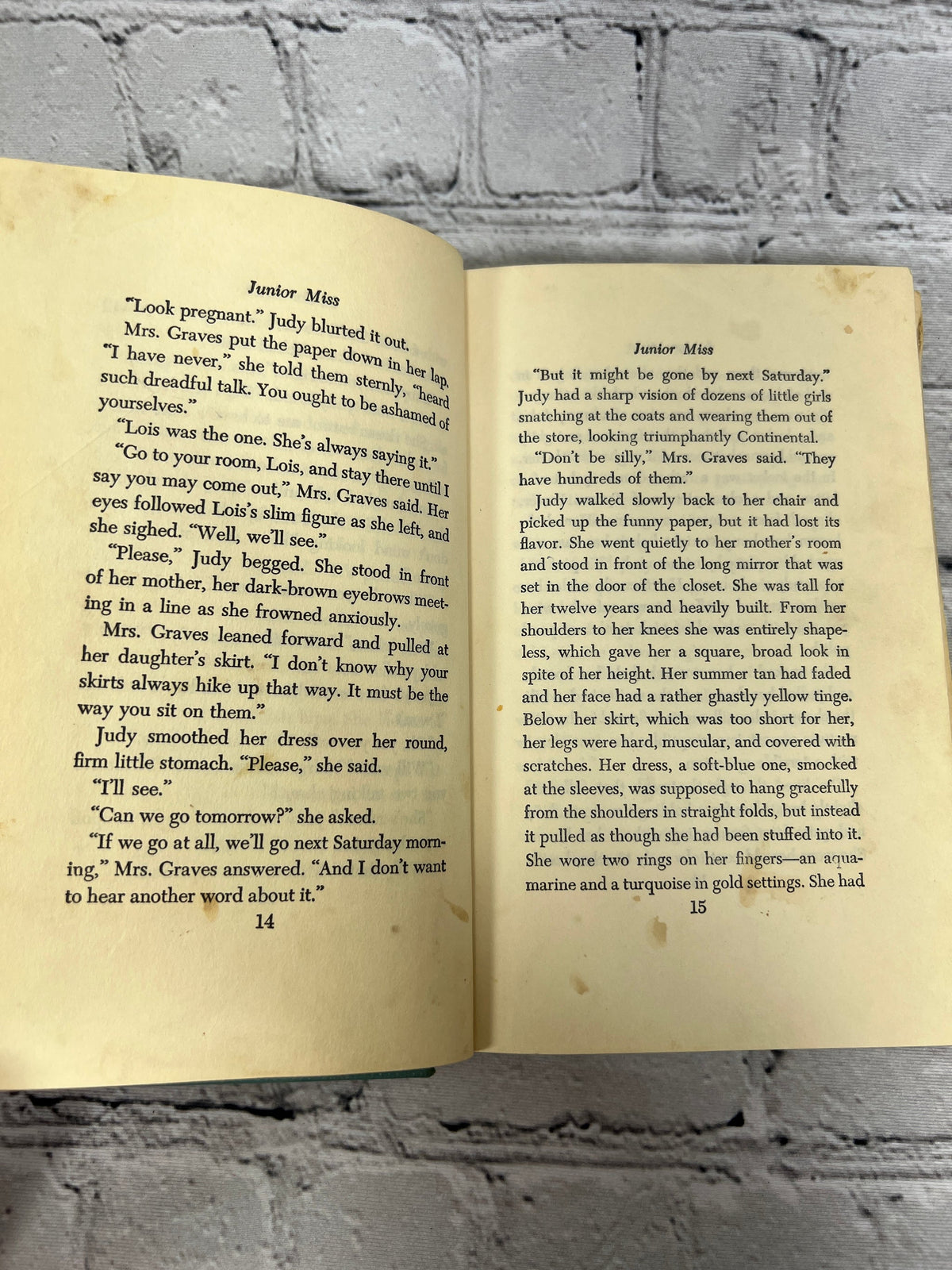Junior Miss by Sally Benson, 1941 Doubleday hardcover - interior pages