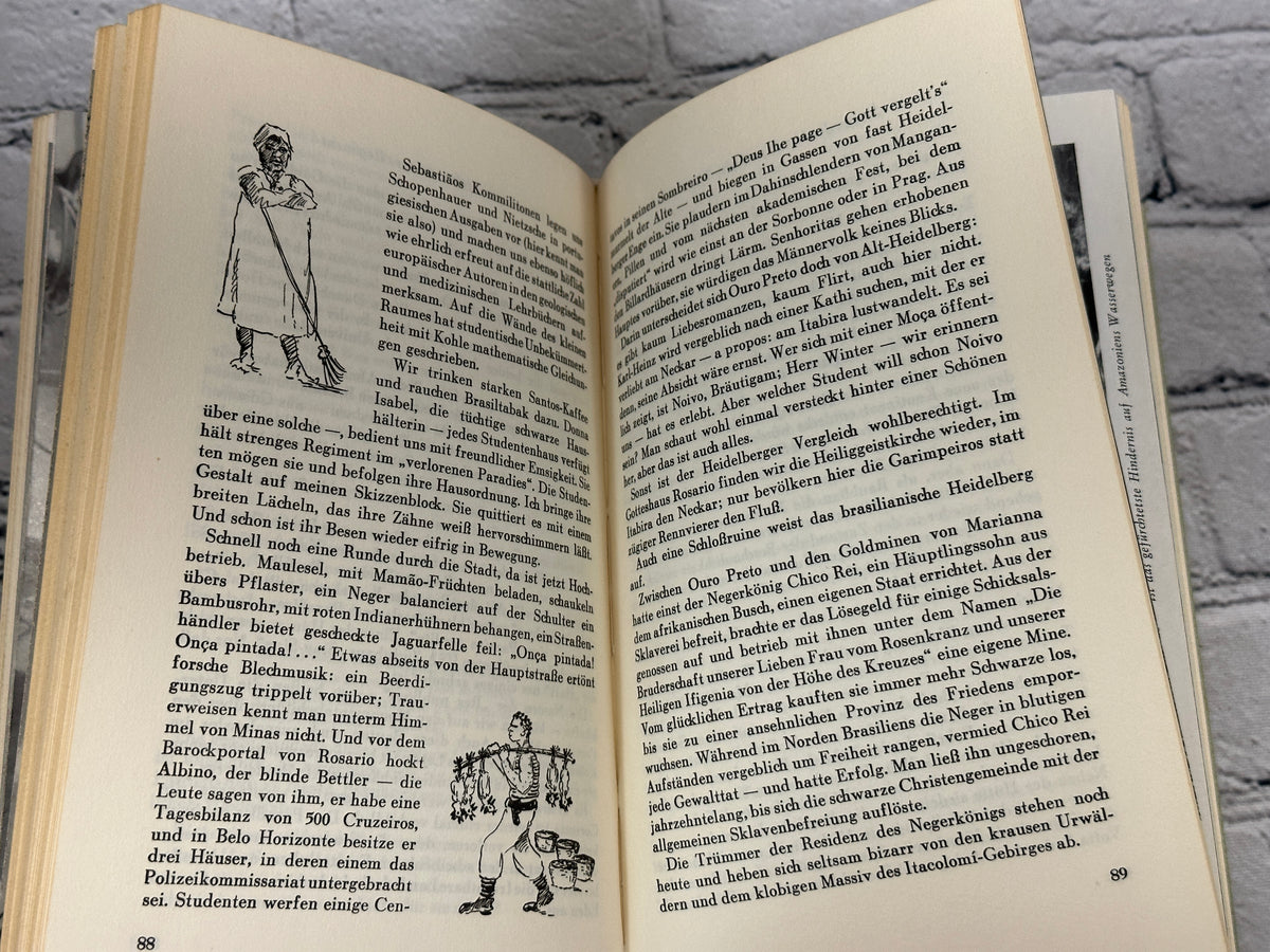 Brasilianische Schlenderjahre by Gustav Faber, 1954 Deutsche Buch-Gemeinschaft hardcover - interior pages with drawings