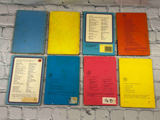 Lot of 8 vintage Ladybird books - rear covers of all 8 books