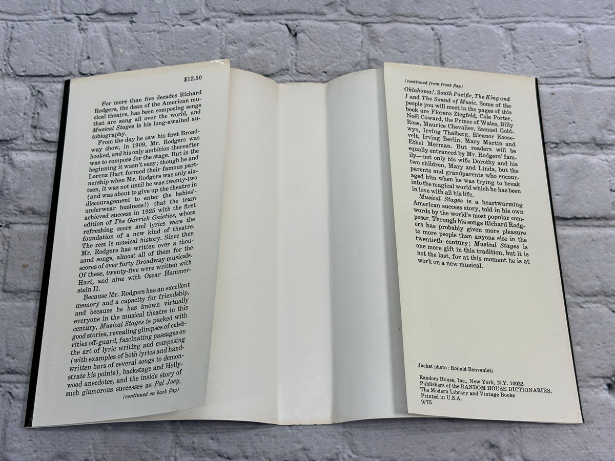 Musical Stages by Richard Rodgers, 1975 Random House hardcover - dust jacket flaps