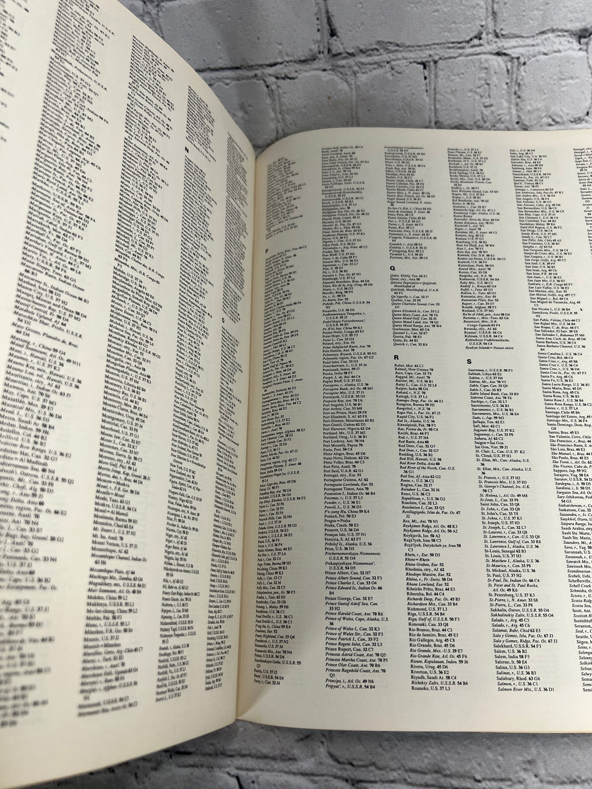 Man's Domain: A Thematic Atlas of the World, 1968 McGraw-Hill paperback - index pages