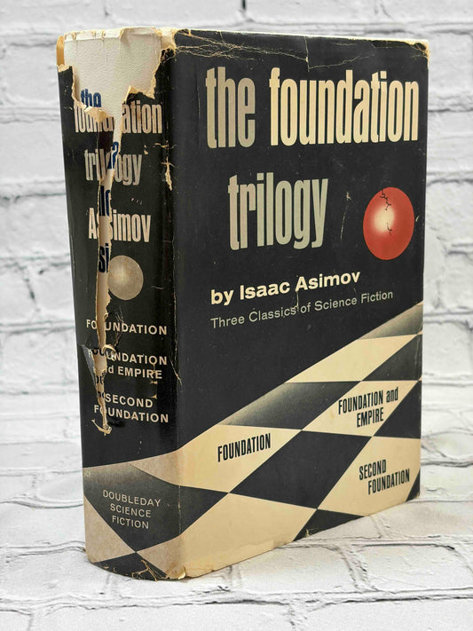 The Foundation Trilogy by Isaac Asimov, Doubleday book club hardcover - spine of dust jacket