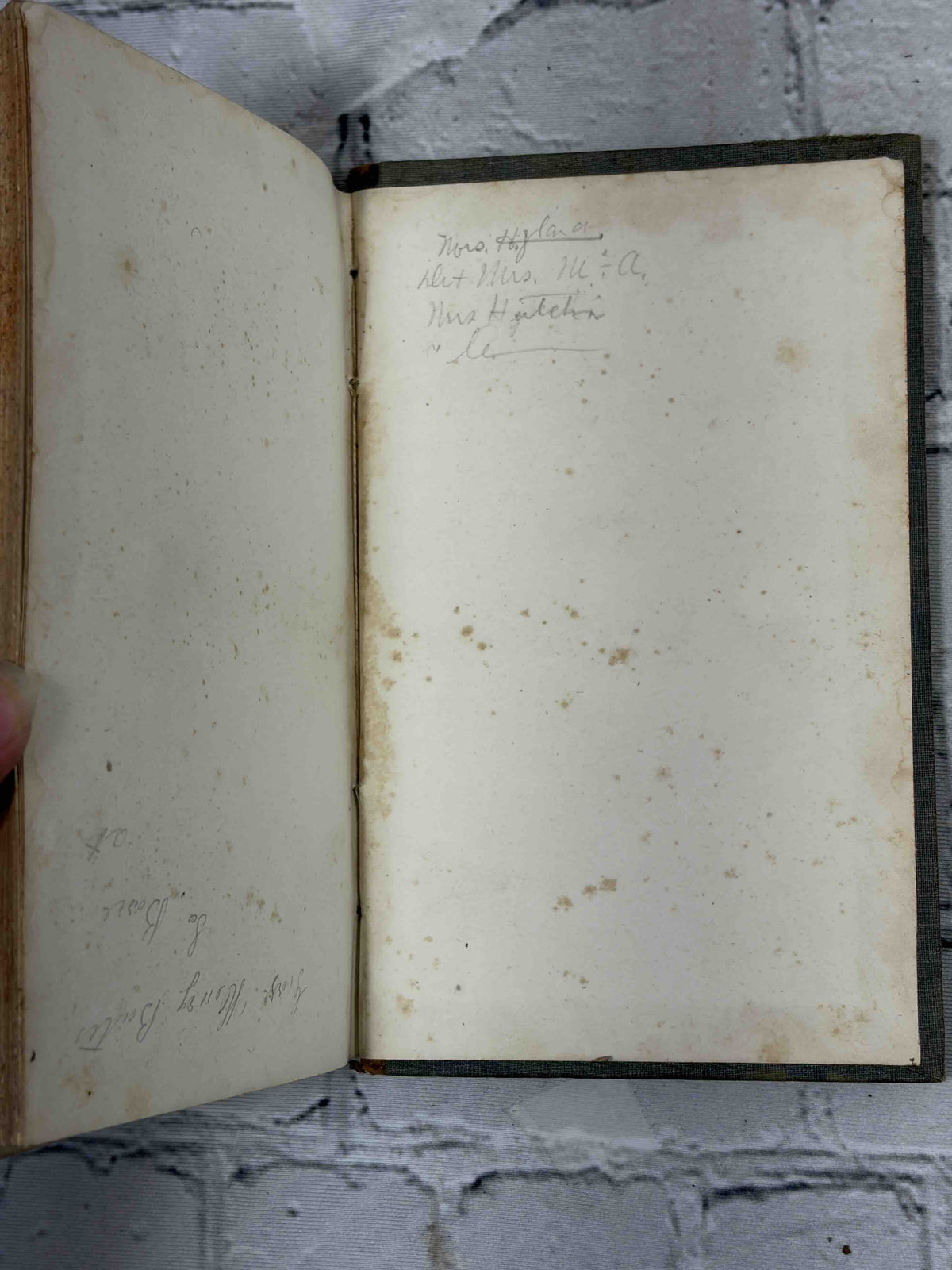 Tower's Fifth Reader by David B. Tower, 1854 - front endpapers with pencil notes