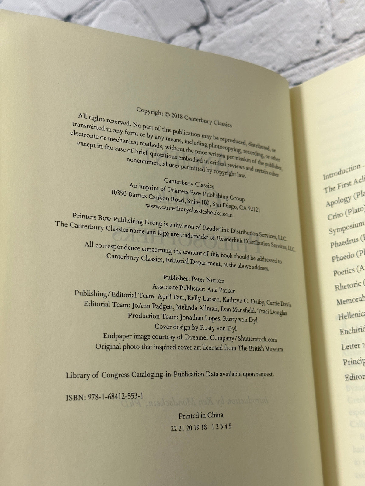 Ancient Greek Philosophers, 2018 Canterbury Classics leather-bound hardcover - detail view