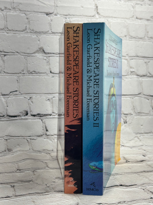 Shakespeare Stories I and II by Leon Garfield, Houghton Mifflin paperbacks - both spines